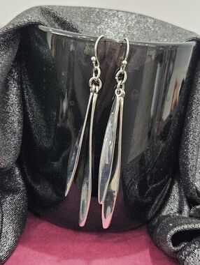 Silver 2" Long Teardrop Swirl Dangle Earrings - Elegant Women's Jewelry